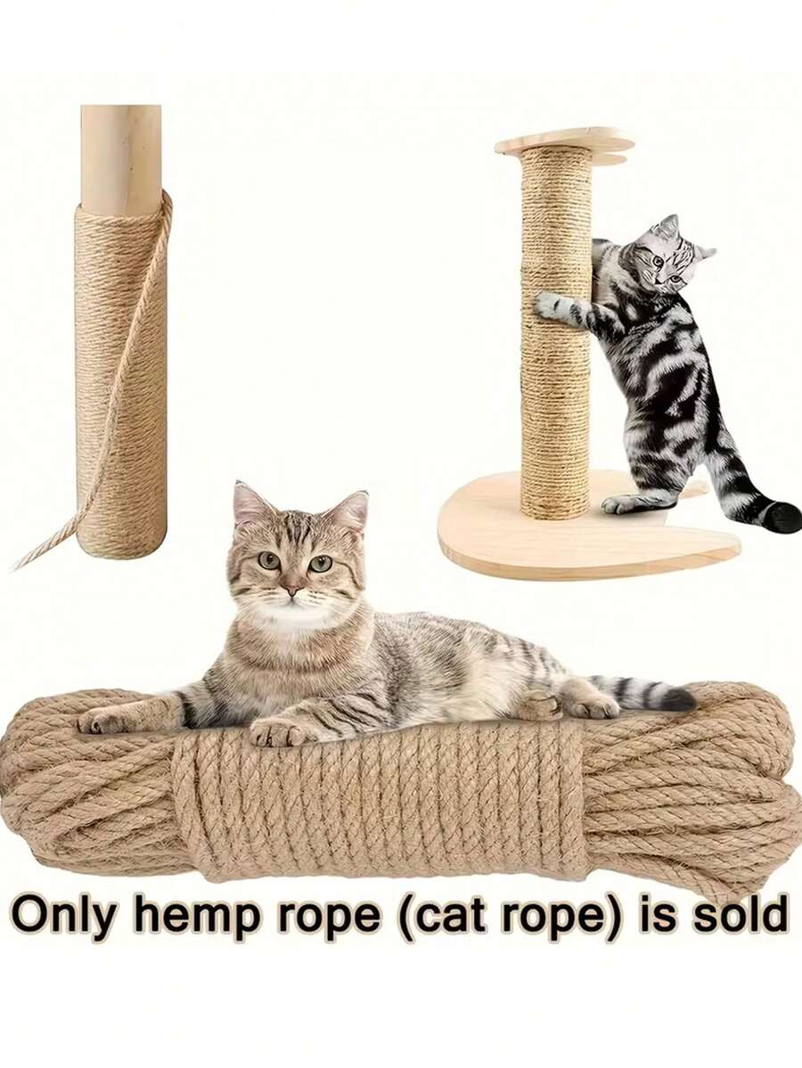 10m Durable Jute Cat Scratching Rope - High Quality, Durable And Interactive Cat Scratching Post, Ideal For Protecting Furniture And Decor, Easy To Install, Replaceable Cat Scratching Post, Natural Texture, Suitable For Indoor Use, Pet Home Supplies | Decorative Cat Scratching Post | Sturdy And Durable Cat Toy, Cat Accessories - Multicolor - View 1