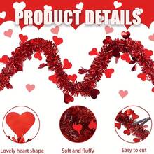 3/1pc Valentine's Day Wire Wreath, Red Heart-Shaped Wire Wreath Decoration, Red And White Twisted Wire Wreath, Valentine's Day 6.56 Ft Heart-Shaped Wire Wreath, Suitable For Wedding Parties, Home, And Everyday Decorations. - Multicolor - View 8