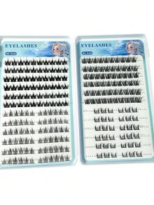 240 Clusters 4 Natural Self-Adhesive False Eyelashes - Mixed Length CC Curly Eyelashes, Containing Sunflower, Trilogy, And Camellia Style Cat Eye False Eyelashes, Messy Appearance, No Glue Needed - C - View 7
