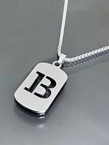 1件A-Z 26字母吊坠项链，钛钢链，男女通用学生情侣配饰，简约百搭设计 - 銀色 - 查看 4