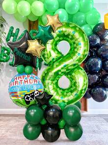 32件套绿色格子游戏主题派对用品，游戏数字生日套装，40英寸像素数字气球，游戏主题生日气球，五角星气球，生日派对装饰，升级版！游戏主题生日派对，生日派对，游戏主题派对，拍照道具，家庭派对装饰，男孩生日 - 彩色 - 查看 6