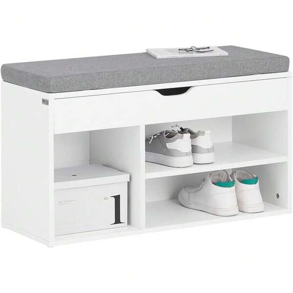 Panca scarpiera legno Portascarpe salvaspazio Scarpiera Ingresso Cassapanca Contenitore da Interno con Seduta L80*P30*A48cm Bianco