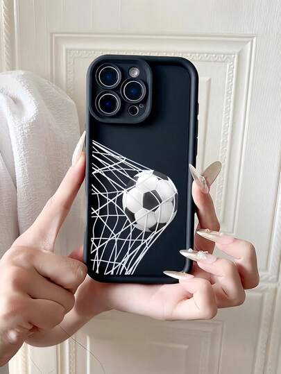 1个渐变边框多巴胺可爱2D足球图案手机壳，兼容苹果12/13 Pro Max，全包防震保护套，简约设计，卡通风格，完美保护您的手机，也适用于荣耀X7/三星Galaxy A56 5G/Infinix Smart 8/Infinix Hot 40i/传音Spark 20/传音Spark 20C/传音Spark Go 2024/红米Note 14 5G/摩托罗拉E22/E22i/OPPO A54