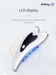 PinkSings Facial Massager, 4 Modes Facial Sculpting Tool With Heating, Red Light And Blue Light Therapy, Stainless Steel Electric Gua Sha Board For Lymphatic Drainage - White - View 1