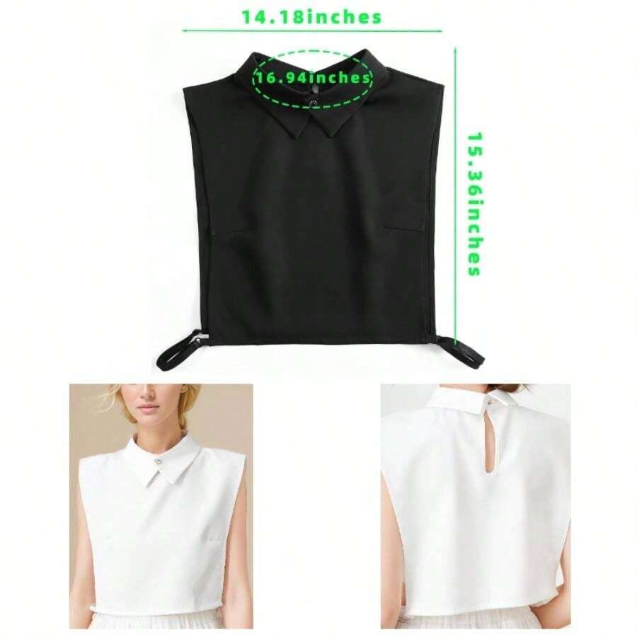Womenu2019s Detachable Dickey Collar U2013 Classic Faux Half Shirt Insert Blouse Collar Ladies - White & Black - View 1