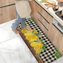 1 件柠檬图案印花地毯，仿羊毛垫 - 高吸水性，易于清洁，适用于家居装饰、农舍风格、玄关、室内、房间、厨房、餐厅、小型办公室/家庭办公室、水槽、洗衣房、门垫、厨房垫、防滑垫 - 彩色 - 查看 8