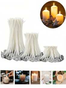 100根蜡烛芯，用于制作蜡烛，含蜡蜡烛芯，DIY蜡烛制作，无烟蜡烛芯，适合返校季、情人节、斋月等场合。 - 白色 - 查看 7