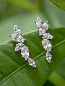 1 Pair Teen Elegant Cubic Zirconia Stud Earrings For Girls For Daily Decoration For Party Jewelry Birthday Gift
