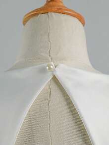 1 pieza Corbata de moño de satén blanco, cuello decorativo multifuncional con diseño elegante de botón de perla, accesorio de moda para boda y fiesta - A - Ver 7