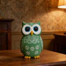 Standing Owl Figurines Creative Resin Table Centerpieces For Home Office Bookshelf Decor - Green - View 3