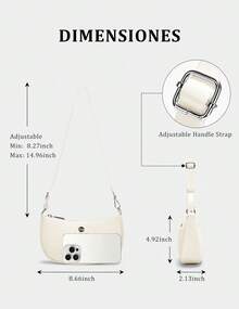 New Fashion Classic Wild Waterproof  Shoulder Bag For Women Handbags With Adjustable Strap Underarm Purse Mini Clutch Purses Crescent Bags Summer Crescent Bag, Seaside Holiday, School Season, Ladies Purse. - 白色 - 查看 4