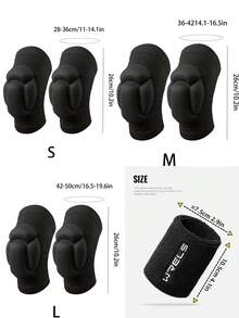 Conjunto de 1 par de joelheiras e munhequeiras macias e respiráveis, com estampa de casco de tartaruga. As joelheiras possuem proteção contra impactos, e o design de casco de tartaruga resiste eficazmente aos impactos, alivia a pressão e absorve choques, sendo ideal para esportes como vôlei, dança, futebol, ioga, basquete e patinação no gelo. - Preto - Ver 2
