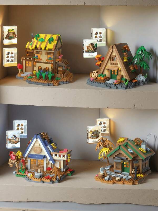 Cute Little House Building Block Suitable For Room Decor Beautiful Decorative Items Suitable For Displaying On A Desktop Jugetes Flower Pixel Oil Painting Frame Sunflower Ornament Toy Gift Toys For Girls 7 To 10 Christmas Gifts Toy, Find Happy Puppy Toy