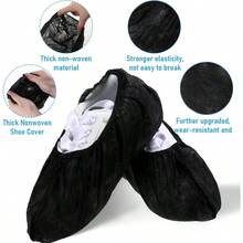 Fundas desechables para zapatos, paquete de 200 pares impermeables, fundas de zapatos negras ms gruesas, antideslizantes, para zapatos, hogar, pisos, alfombras interiores - inicial - Ver 5