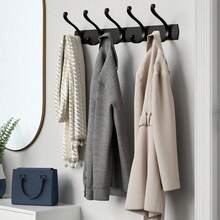 Multi-Functional Wall-Mounted Coat Rack, Available In 3, 4, 5, 6 Or 7 Hooks, No Drilling Required. Over-The-Door Hanging Coat And Hat Rack, Made Of Metal With Hooks. Can Be Hung On The Back Of The Door For Storing Hats, Keys And Other Items, Saving Space. Suitable For Entryway, Bathroom, Bedroom, Home, Dorm And More. Can Be Used To Hang Coats, Hats, Jackets, Clothes, Bathroom Supplies, Etc.