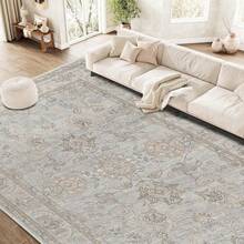 5x8 Area Rug Bedroom, Boho Vintage Floral 5x8 Ft Washable Soft Large Rug Living Room, Dining Room, RV, Car, Non-Slip Floor Carpet With Rubber Backing, Greyish Green - Acanthus - Nâu - Xem 10