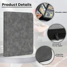 Top Loader Card Binder With Sleeves 4 Pocket Holds 112 Top Loaders Storage, Trading Cards Collector Album, Sports Cards YGO MTG TCG, Folder Collectible (TOP LOADERS ONLY) - Xám - Xem 6