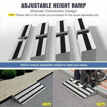 3 Rise Modular Threshold Ramp For Doorways Stable Wheelchair Ramp For Home Steps Aluminum Door Ramp And Curb Ramp For Scooters Power Chairs Cars 1100LBS Load Capacity - Silver - View 5