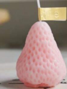 草莓味大豆蜡蜡烛批发，可爱创意生日礼物，手工逼真香氛蜡烛，适用于桌面摆设、拍照道具、生日、冥想、舒缓压力、沐浴、派对装饰、生日礼物、派对礼品、节日装饰 - 粉色 - 查看 17