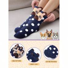 5 Pairs Women Socks Cute Cozy Funny Animal Patterned Fun Ankle Sock Novelty Dog Socks Women - 柔和的色調 + 斑點狗 - 查看 3