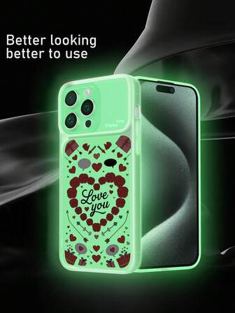 1个夜光哑光白透明TPU心形发光手机壳，适用于、安卓、OPPO手机