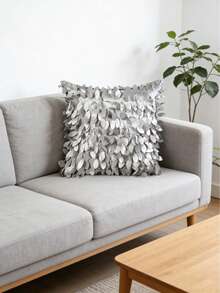 3D Leaf Decorative Throw Pillow Cover (Pillow Insert Not Included), Creative Cushion Cover, Suitable For Sofa, Living Room - Light Grey - View 1