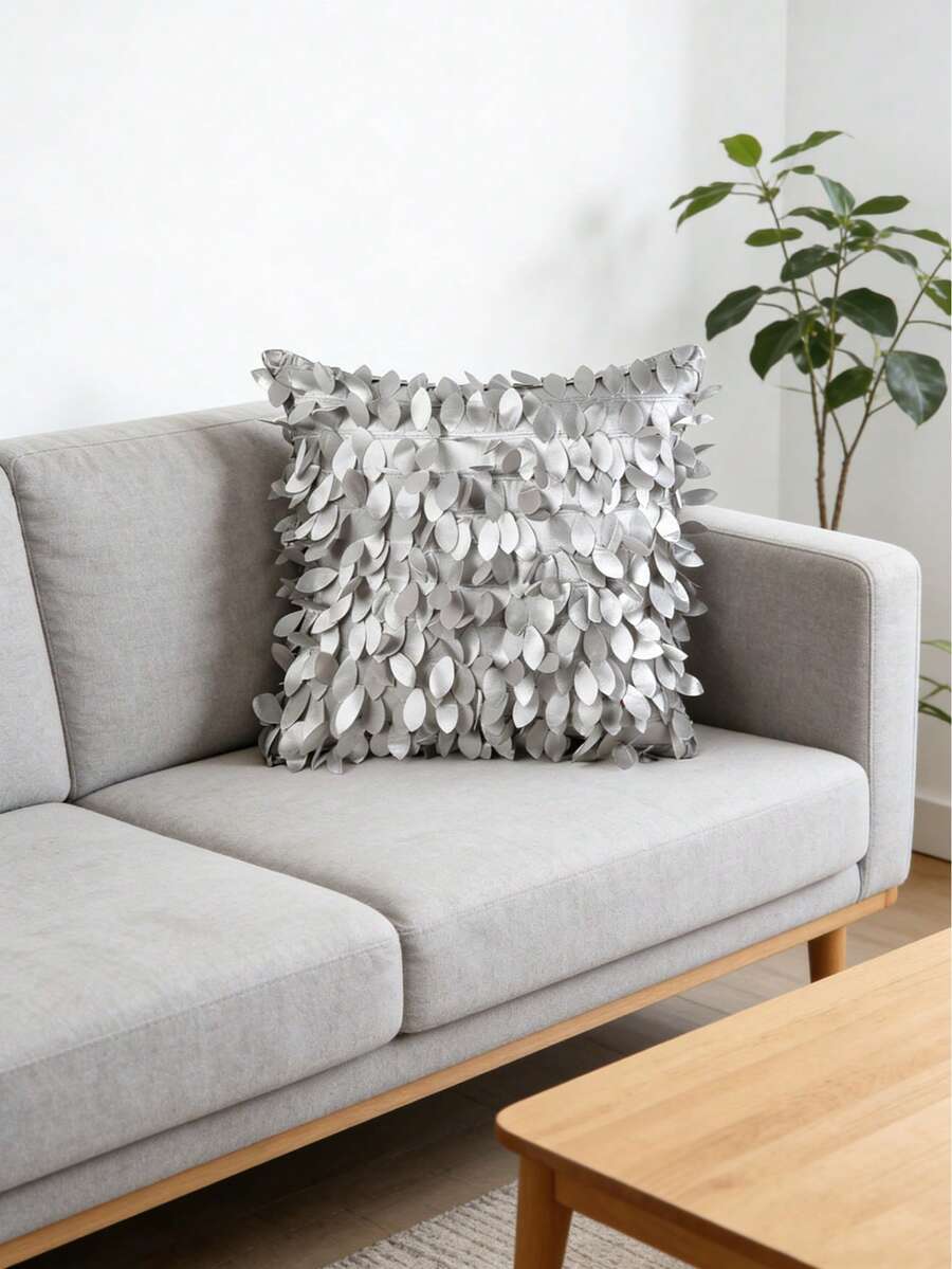 3D Leaf Decorative Throw Pillow Cover (Pillow Insert Not Included), Creative Cushion Cover, Suitable For Sofa, Living Room - Light Grey - View 1