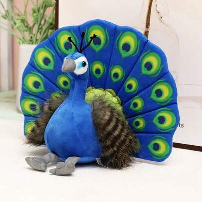 Creative Simulation Peacock Plush 32CM Toy Green Blue Peacock Spread Tail Beautiful Plush Doll Quality Stuffed Adorns BedroomDecorations - Gifts. The Perfect Choice For Home Room Decoration