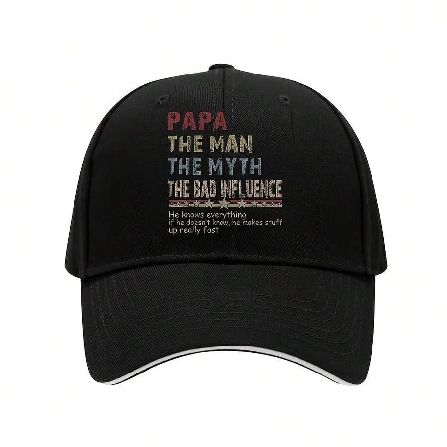 Papa The Man The Myth The Bad Influence Shirt Fathers Day _out_Mockup  All-Season 100% Cotton Single-Sided Printed Baseball Cap _1 - 顏色601 - 查看 1