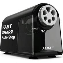 AFMAT - Sacapuntas eléctrico de alta resistencia para aula y hogar 6 agujeros sacapuntas enchufables para lápices de 6 a 11 mm parada automática súper rápido ahorra - Negro - - Ver 5