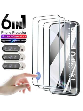 6 IN 1 ฟิล์มกระจกกันรอยหน้าจอ Ultra-Clear สำหรับ Google Pixel 10/9/8/7/6 Series - ป้องกันสูงสุดด้วยความแข็ง 9H, ป้องกันรอยขีดข่วน, ความคมชัดสูง, เป็นมิตรกับเคส, กันน้ำและน้ำมัน, ป้องกันรอยนิ้วมือ และตัวป้องกันเลนส์ - เข้ากันได้กับ Pixel