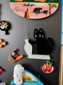 Cat Whisker Collector Jar, Swinging Rotating Refrigerator Magnet - Multicolor - View 3
