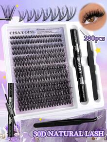 280pcs Cluster False Eyelashes Single Lash Extensions, D-Curl, 9-16mm DIY Lash Clusters, 10D 20D 30D Waterproof False Eyelashes, Ultra Voluminous, Enlarge Eyes, Easily Create A Natural Eye Makeup Look, Reusable - Mauve Purple - View 3