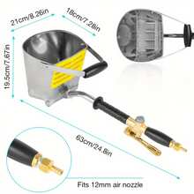 Pulverizador neumático de estuco y cemento, pulverizador de tolva de mortero de cemento, herramienta para enlucido de paredes con 4 chorros - Plateado - Ver 2