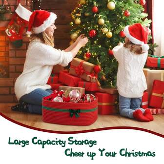 1 Piece Christmas Gift Basket, Storage Basket Gift Portable Candy Basket Christmas Storage Basket, Gift Basket, Suitable For Bedroom And Living Room Storage, Suitable For Autumn And Winter Storage, Atmospheric Storage Basket Storage Basket, Christmas Gift Storage Basket, Christmas Gift Storage Basket