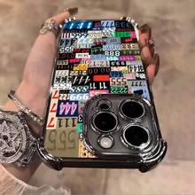 1pcs Colorful Number Collage Phone Case Compatible with Apple Phone17 16 15 14 13 12 11 ProMax Antidrop Phone Case Camera Protection Phone Case Funky Modern Personality Cute Fashion Can Be Given To Friends Can Be Given To Family Members As Gifts - Negro - Ver 5