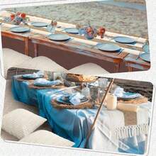 Extra Large Outdoor Boho Picnic Blanket 91'' X 71'' Beige White Table Runner 6 Throw Pillow Cover Woven Cotton Yarn Oversize Beach Blanket Washable For Picnic Camp Wedding - 米白色 - 查看 7