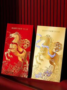6pcs Horse Year Lai See Envelopes 2026 New Design Premium Chinese New Year Creative Red Packet Bags