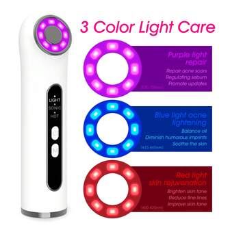 LED屏幕显示眼部美容仪，三色导入，恒温加热，震动，发光黑眼圈套装，USB充电，500mAh电池