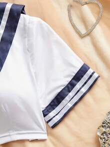 角色扮演校服三件套（上衣、百褶裙、丁字裤）；性感内衣套装；清纯校服；情人节和万圣节可爱水手服。春日白色 - 白色 - 查看 10