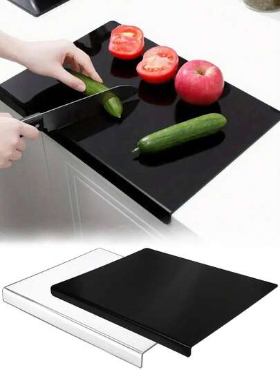 1pc Acrylic Cutting Boards For Kitchen,Kitchen Black Cutting Board,Large Clear Cutting Board, Kitchen Countertop Cutting Board, Vegetable And Fruit Cutting Board, Transparent Cutting Board, Food Cutting Mat, Table Cushion Protector