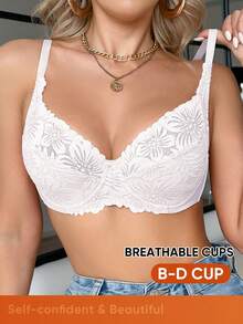 Temptuelle Áo ngực nâng ngực có gọng, họa tiết ren ghép mảnh, jacquard dành cho nữ. - trắng - Xem 8