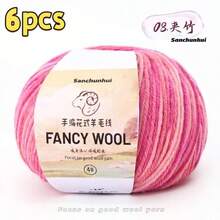 6 Packs, 50g*6 Packs, Colorful Ombre Wool Blend Yarn - Ideal For Knitting Sweaters, Vests, Hats And Shawls - 6 Skeins Of Bacon-dyed Wool - View 13