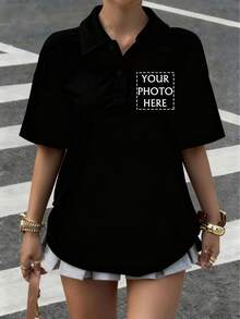 Customized For Your Match! Couple's Golf Date Polo Set, Embroider Your Names Personalized For Active Lovers! Matching Cycling Polo Tops For Weekend Rides Made To Order Team Spirit! "His & Hers" Sports Polo Set For Casual Outings - Black - View 2