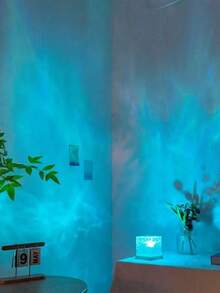 1 pieza Lámpara de noche cuadrada para dormitorio - Lámpara de atmósfera con patrón de olas de colores, lámpara de mesa de noche cálida y romántica de cristal, lámpara decorativa de noche para dormitorio - luz policromática - Ver 7