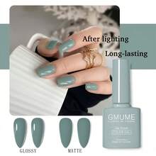 Sage Green Gel Nail Polish 7.5ml - Muted Olive Soak Off UV/LED Gel Varnish, 28+ Days Long Lasting Earthy Color (No.43) - 灰色 - 查看 8