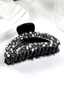 مشبك شعر على شكل هلال مرصع بالراين بألوان متعددة للنساء، اكسسوارات شعر أنيقة للاستخدام اليومي - فضي - مشاهدة 11