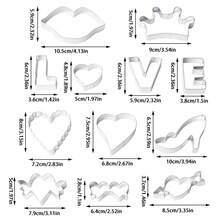 12pcs Valentine's Day Cookie Cutter Set - Lips, Hearts, High Heels, Crowns, Linked Hearts, Stainless Steel Baking Molds For Valentine's Day & Anniversary - Silver - View 2