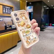1pc Cute Puppy Eating Burger Shockproof Phone Case, UV Printed For Samsung/Galaxy/Infinix/Redmi/OPPO/VIVO/Realme Android Models - Beige - View 4