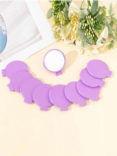 1/5/10/50/100 piezas Espejo de mano pequeño, espejo de maquillaje portátil para bolso, esencial para viajes, espejo de vestir para dormitorio de estudiantes, espejo compacto redondo para bolso, espejo plegable portátil de bolsillo, espejo de maquillaje pequeño vintage portátil para uso diario de mujeres (Morado), regalos, viajes, cosas baratas, artículos esenciales de viaje